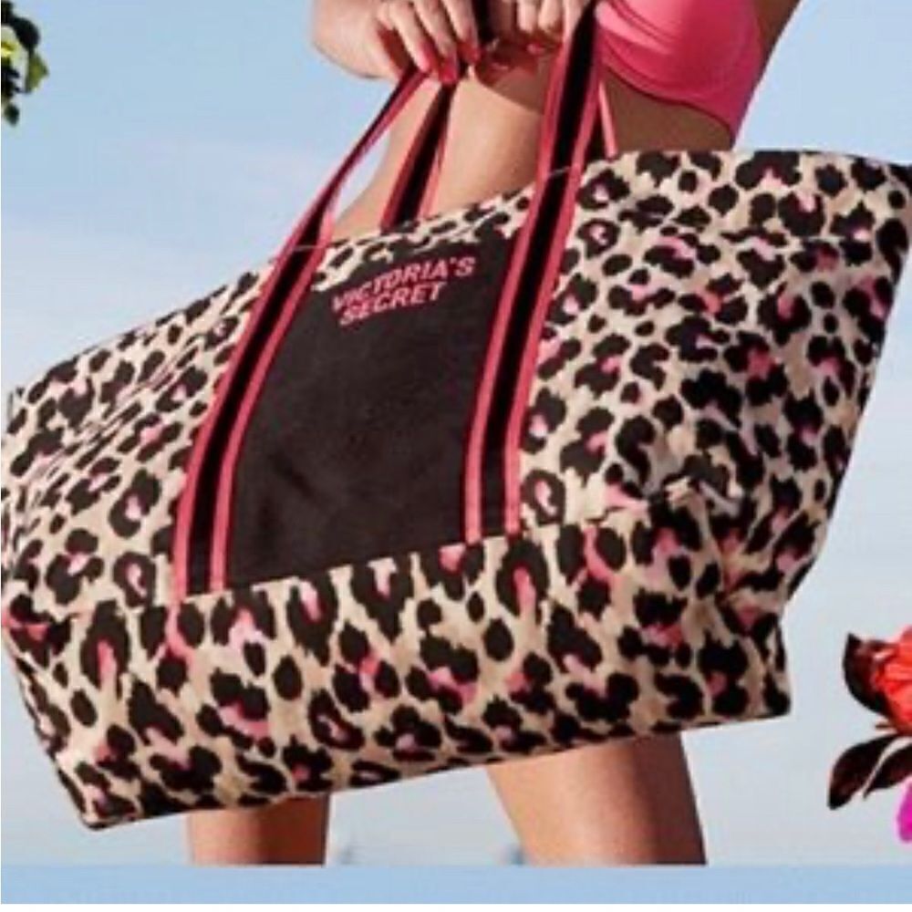 Victorias secret VS neon cheetah leopard weekender crossbody tote bag XL